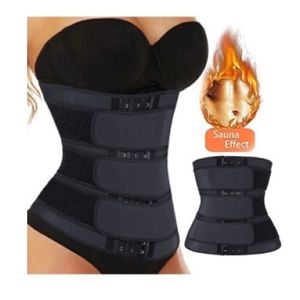 NWT Waist Trainer Black Steel Bones Neoprene Belt